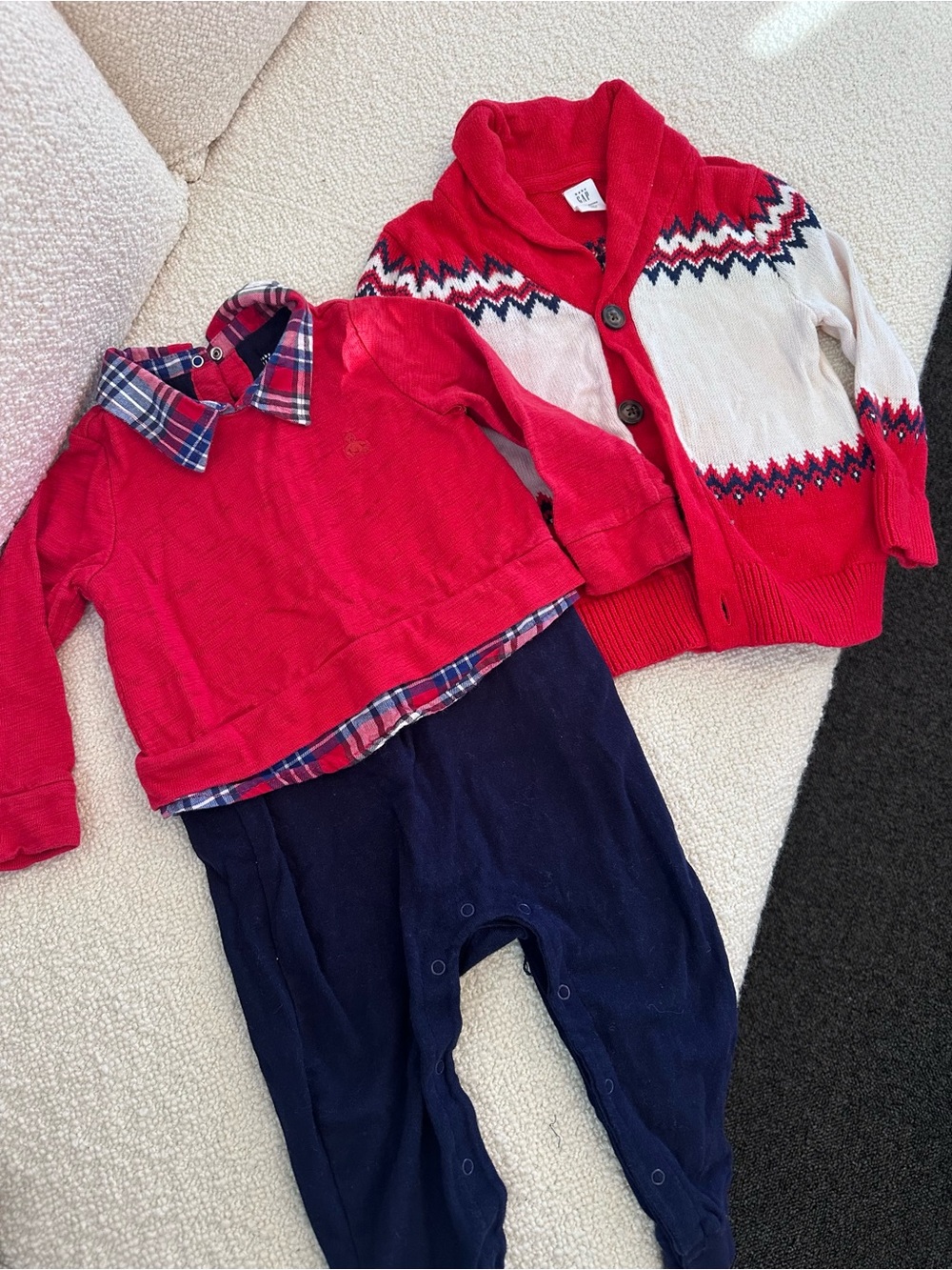 Gap Red Plaid One-Piece and Cardigan Bundle